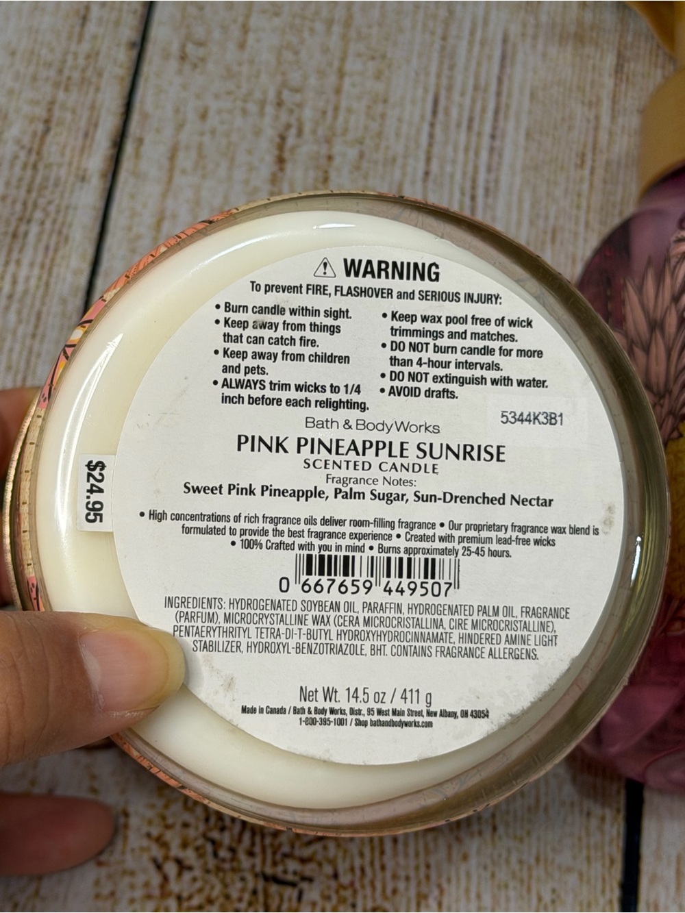 Set of 2 Bath & Body Works Pink Pineapple Sunrise Hand Soap and Candle NWT - Picture 3 of 7
